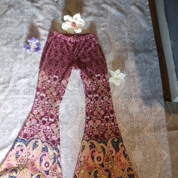 - "Love Fire" boho print  flare pants - Picture 2 of 15